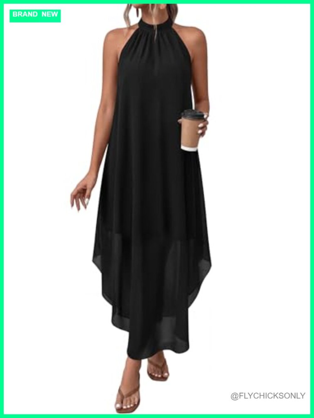 Women's Halter Maxi Dress Sleeveless Casual Lightweight with Pockets